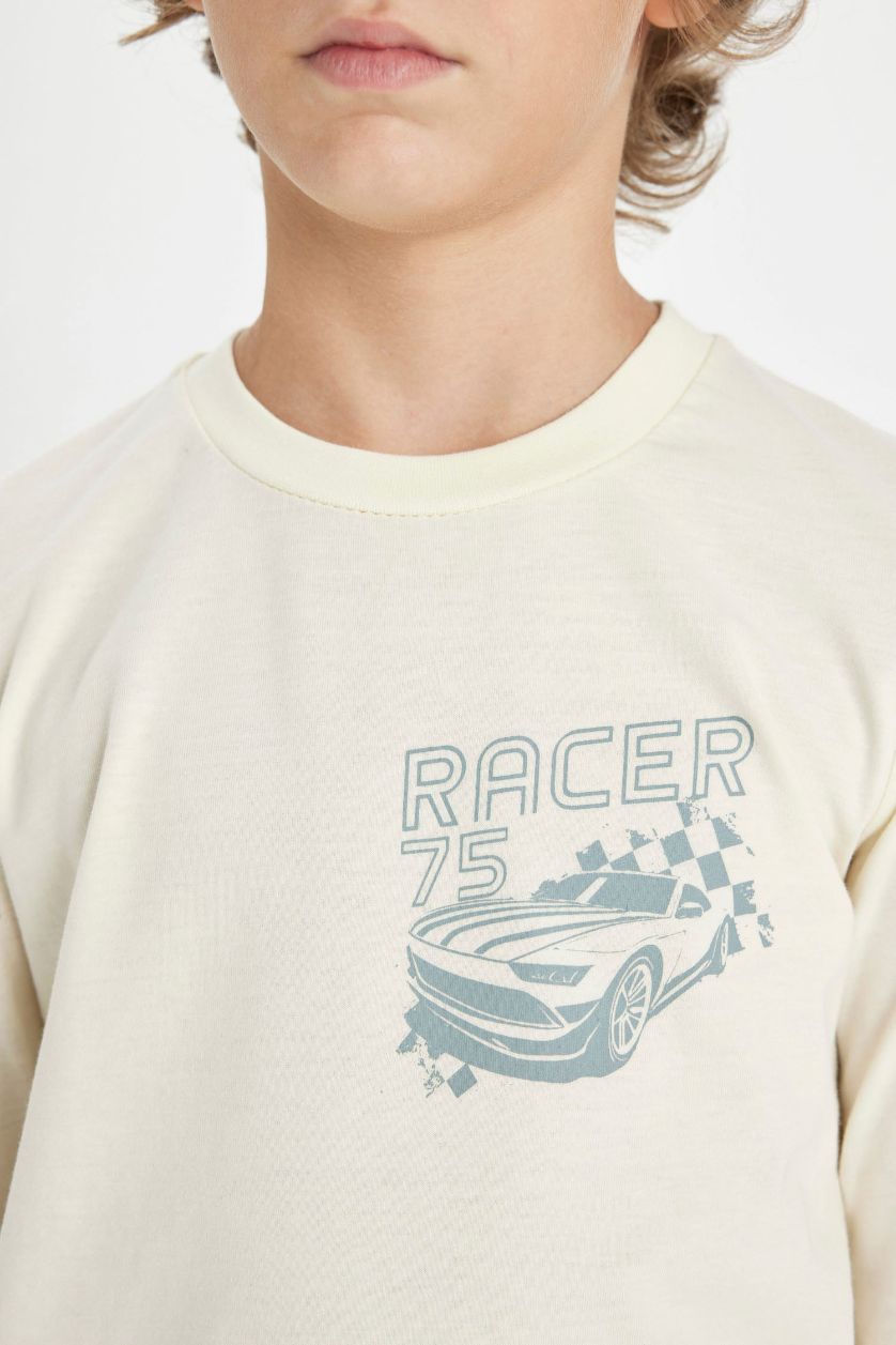 BOYS & TEENS Ecru Boy Printed 2 Piece Pajama Set