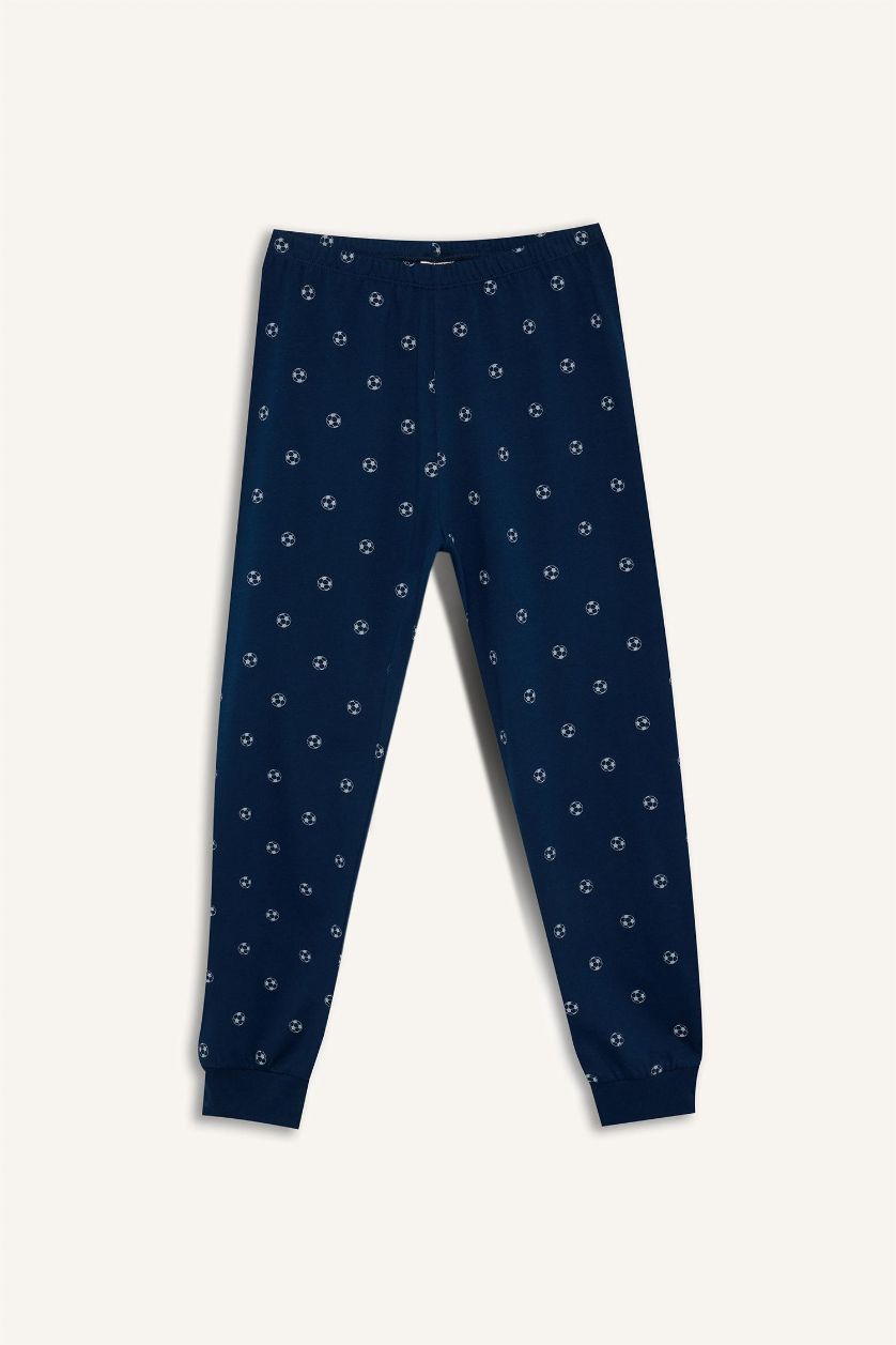 Erkek Çocuk - Genç Erkek Beyaz Pijama Takımı Baskılı Uzun Kollu Üst Desenli Alt Erkek Çocuk