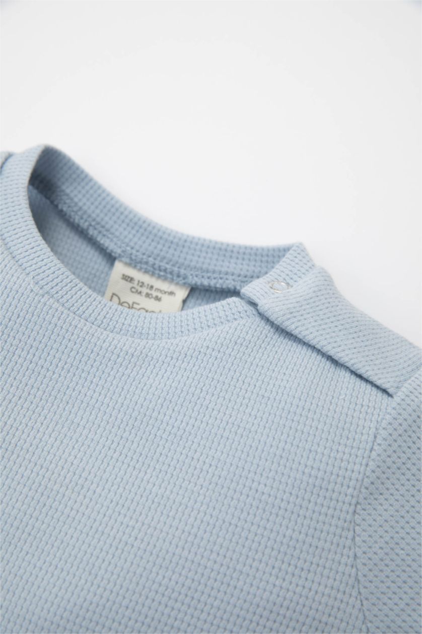 BABY BOY Blue Baby Boy Dinosaur Printed Waffle T-Shirt Pants 2 Piece Set