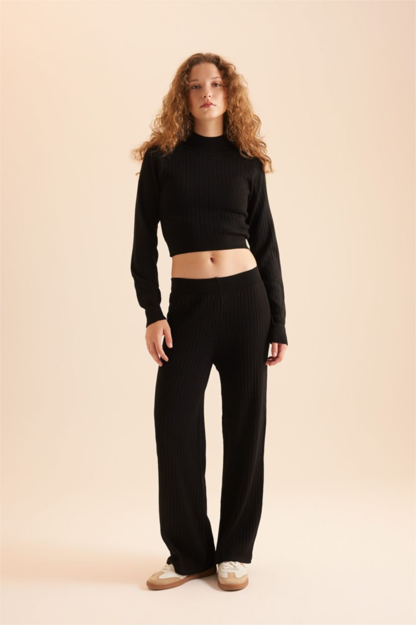 Kadın Siyah Fitted 2'li Ribana Takım