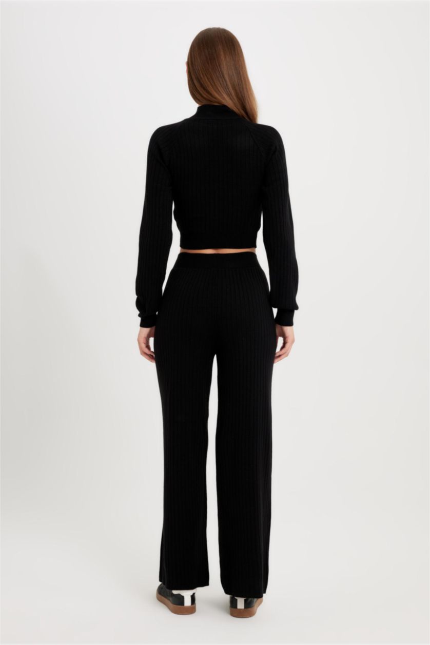 Kadın Siyah Fitted 2'li Ribana Takım