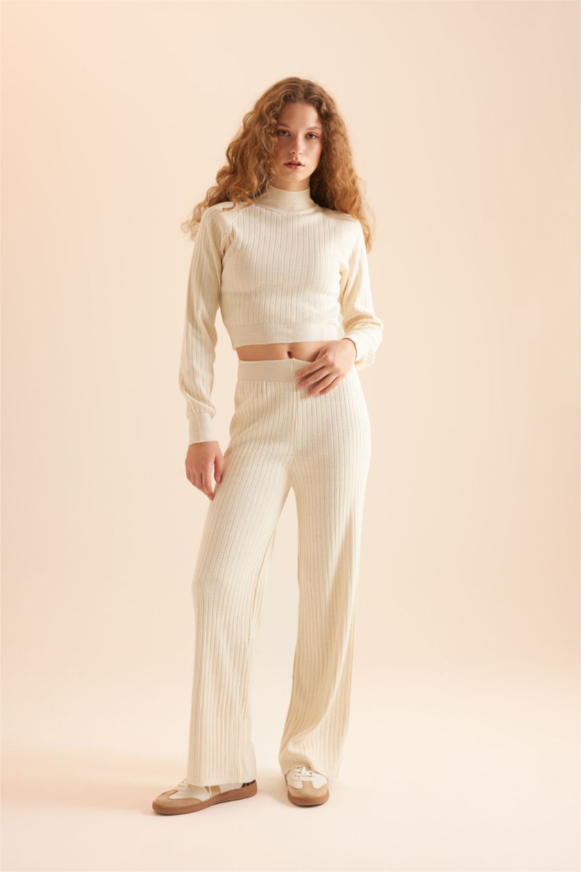 Kadın Ekru Fitted 2'li Ribana Takım