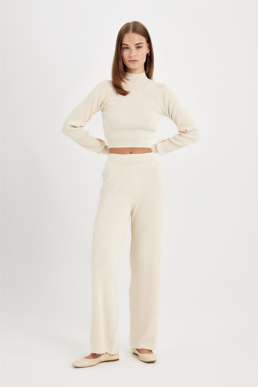 Kadın Ekru Fitted 2'li Ribana Takım