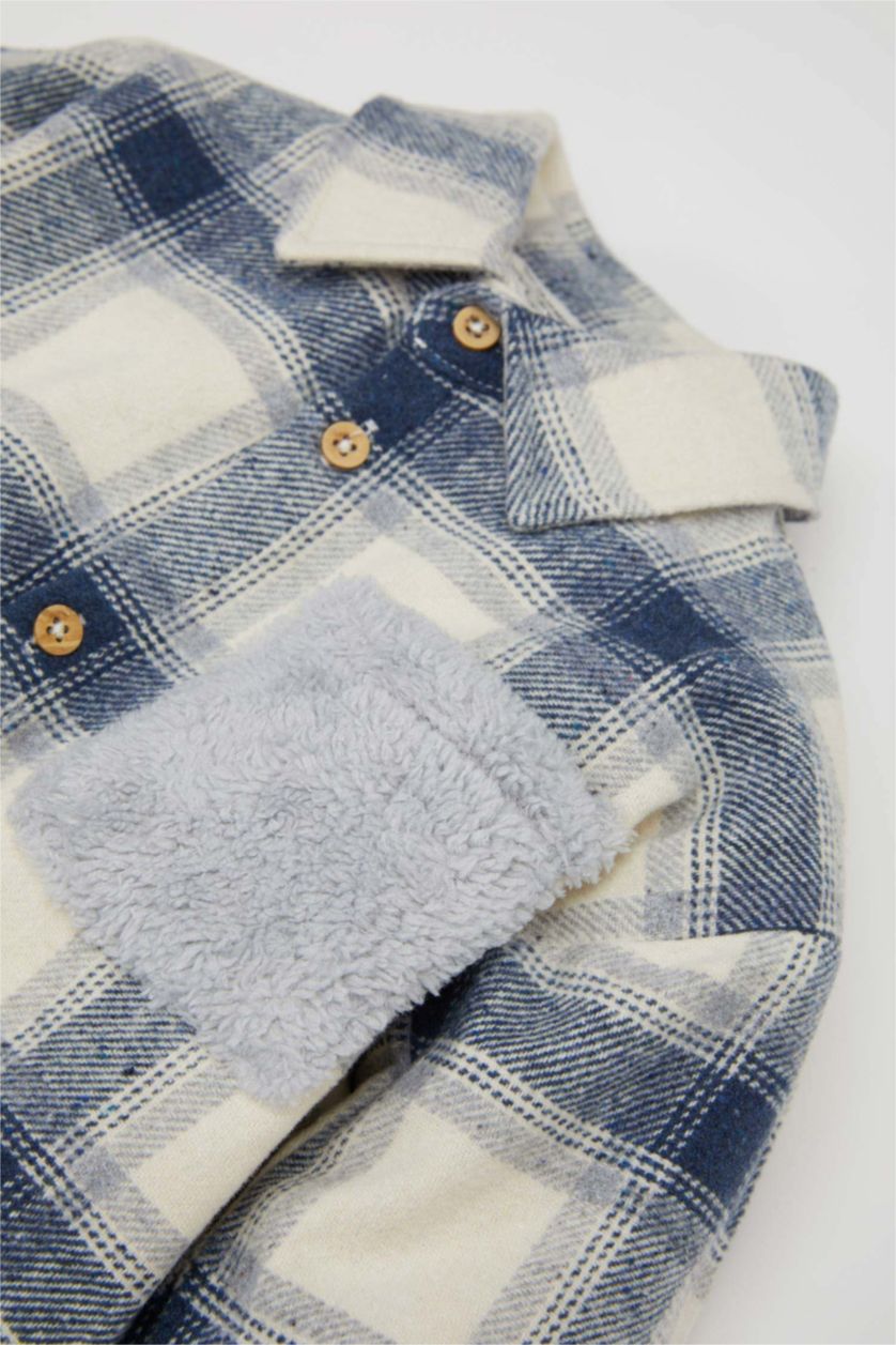 BABY BOY NAVY Baby Boy Flannel Plaid Long Sleeve Shirt