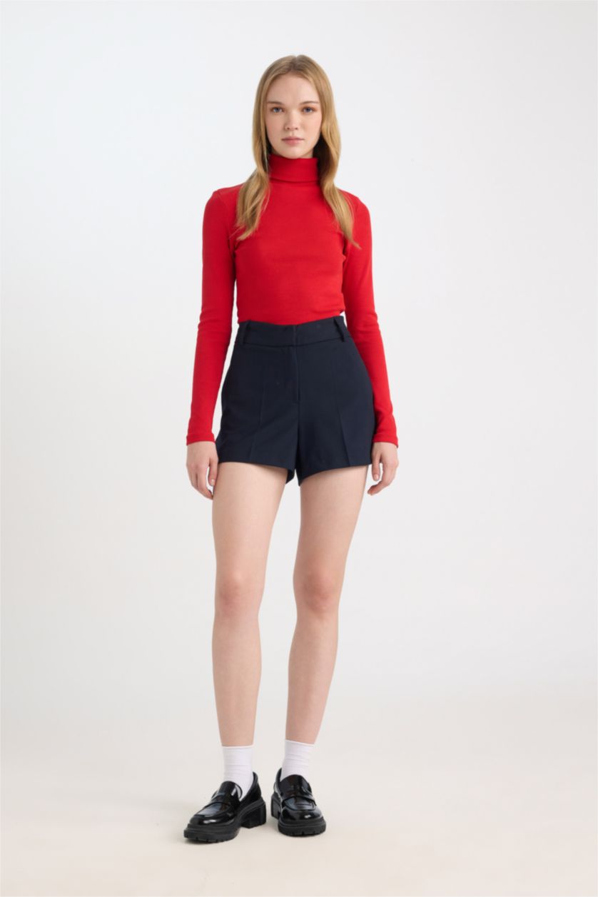 نساء كحلي Slim Fit Normal Waist Short Leg Shorts