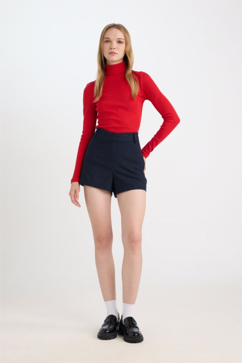 نساء كحلي Slim Fit Normal Waist Short Leg Shorts
