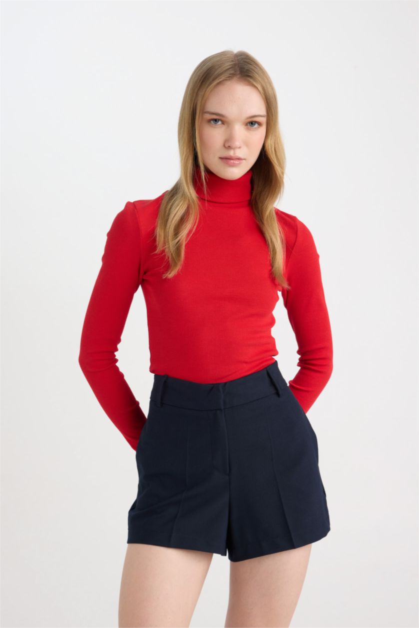 نساء كحلي Slim Fit Normal Waist Short Leg Shorts