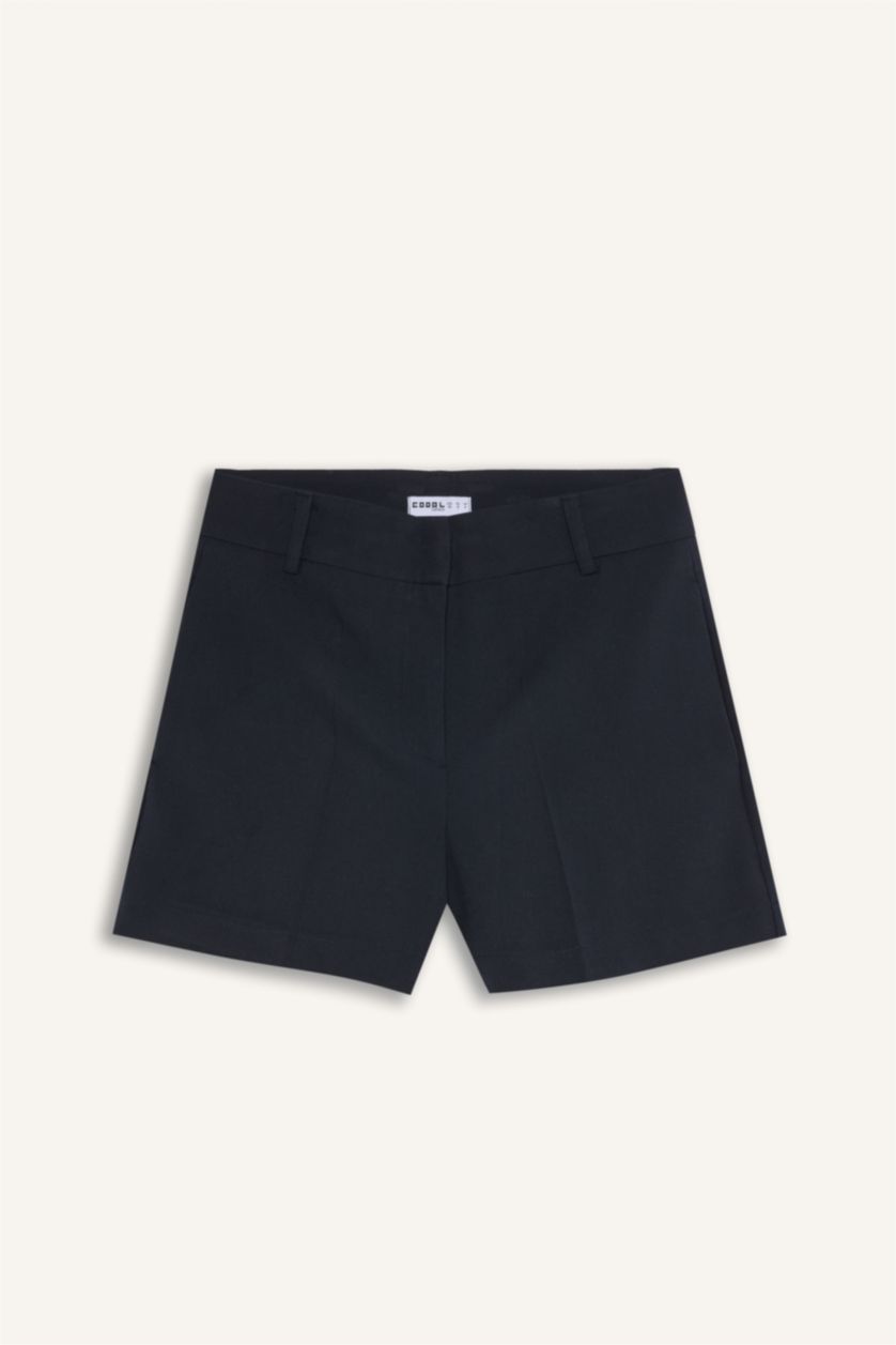 Kadın Lacivert Slim Fit Dar Kesim Normal Bel Basic Düz Şort