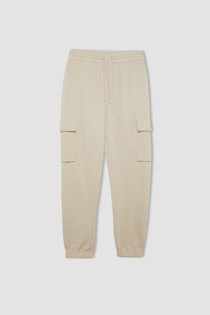 رجالي بيج بنطلون سويت بانتس كارجو قصة عادية بجيب بأستك من تحت