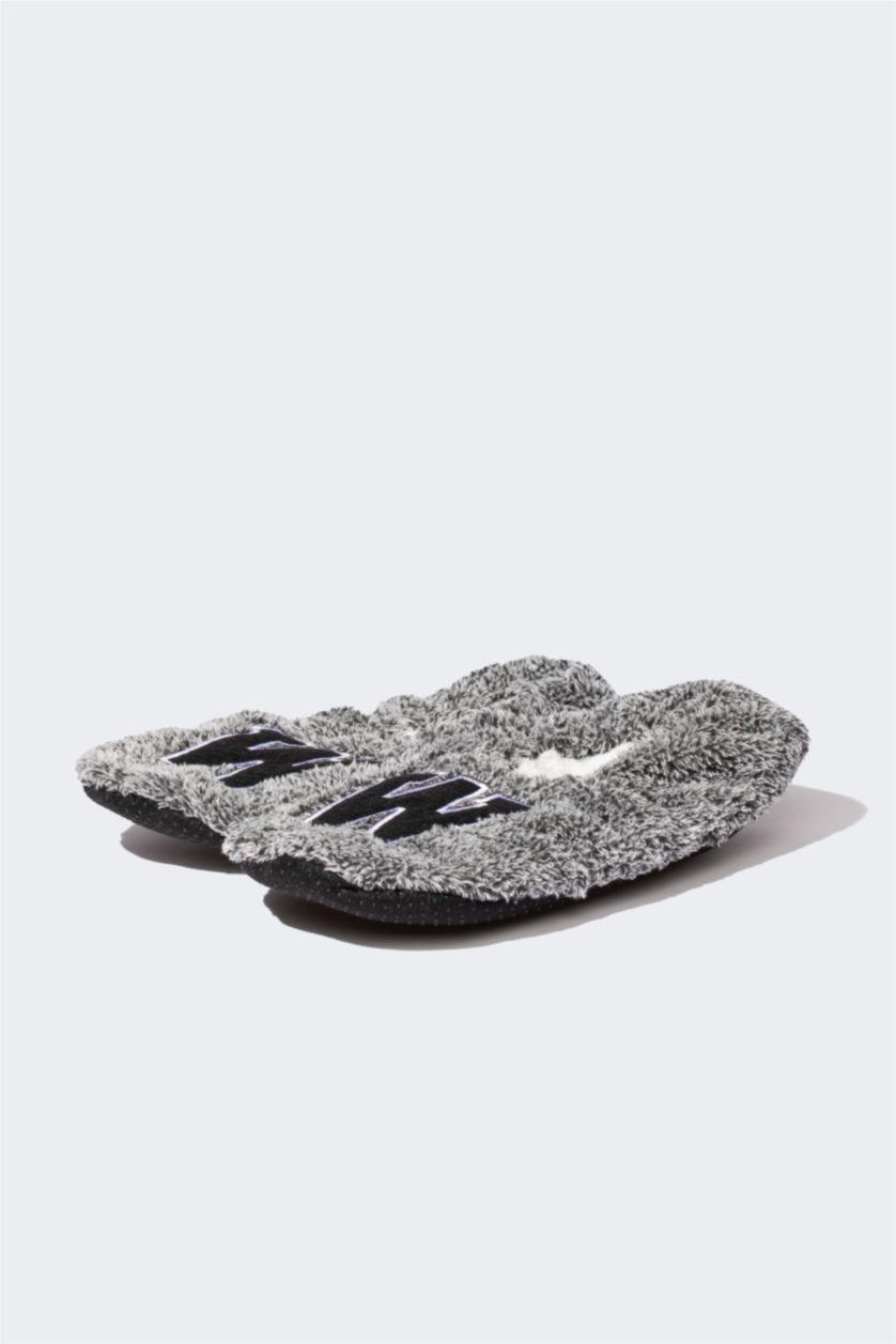 MAN Grey Melange Man Flat Sole Plush Home Slippers