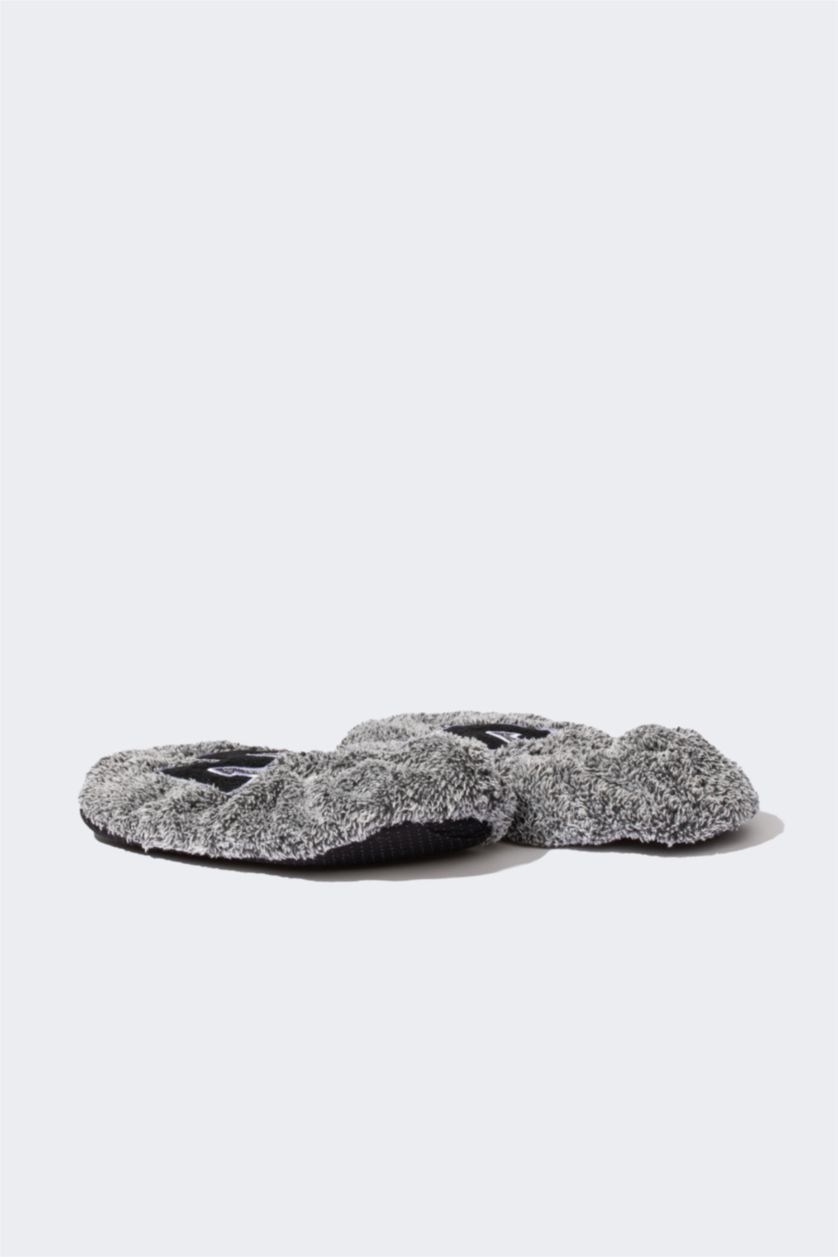 MAN Grey Melange Man Flat Sole Plush Home Slippers