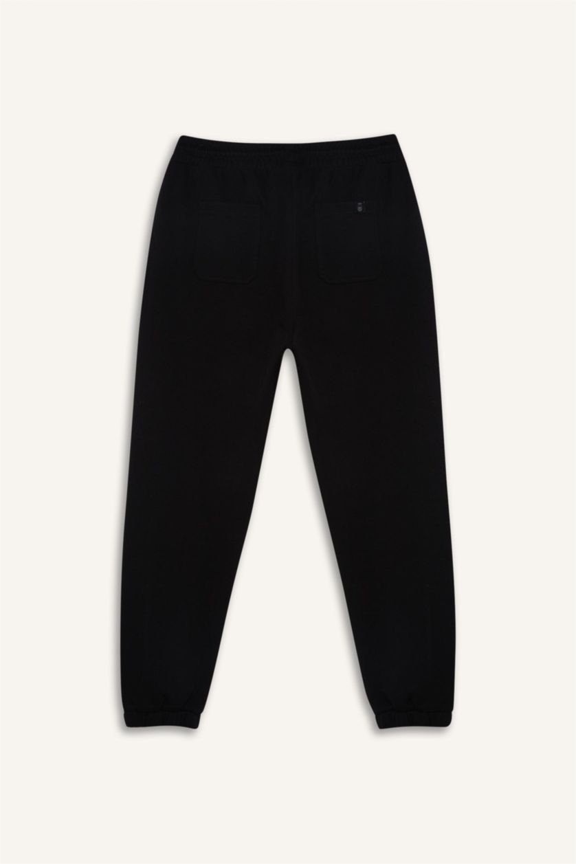 Men Black Slim FiSlim Zippered Pique Sweatpants