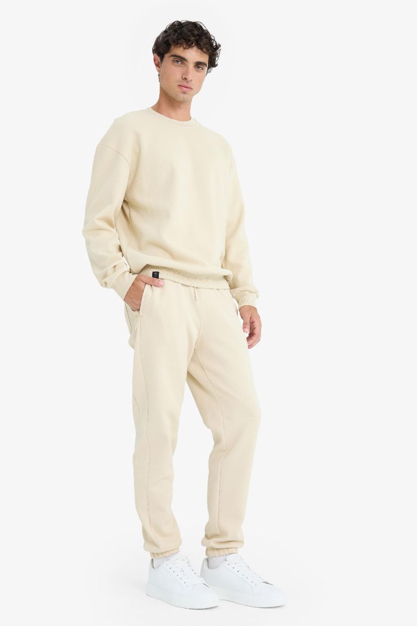 رجالي بيج بنطلون سويت بانتس بيكيه سليم فيت بجيب