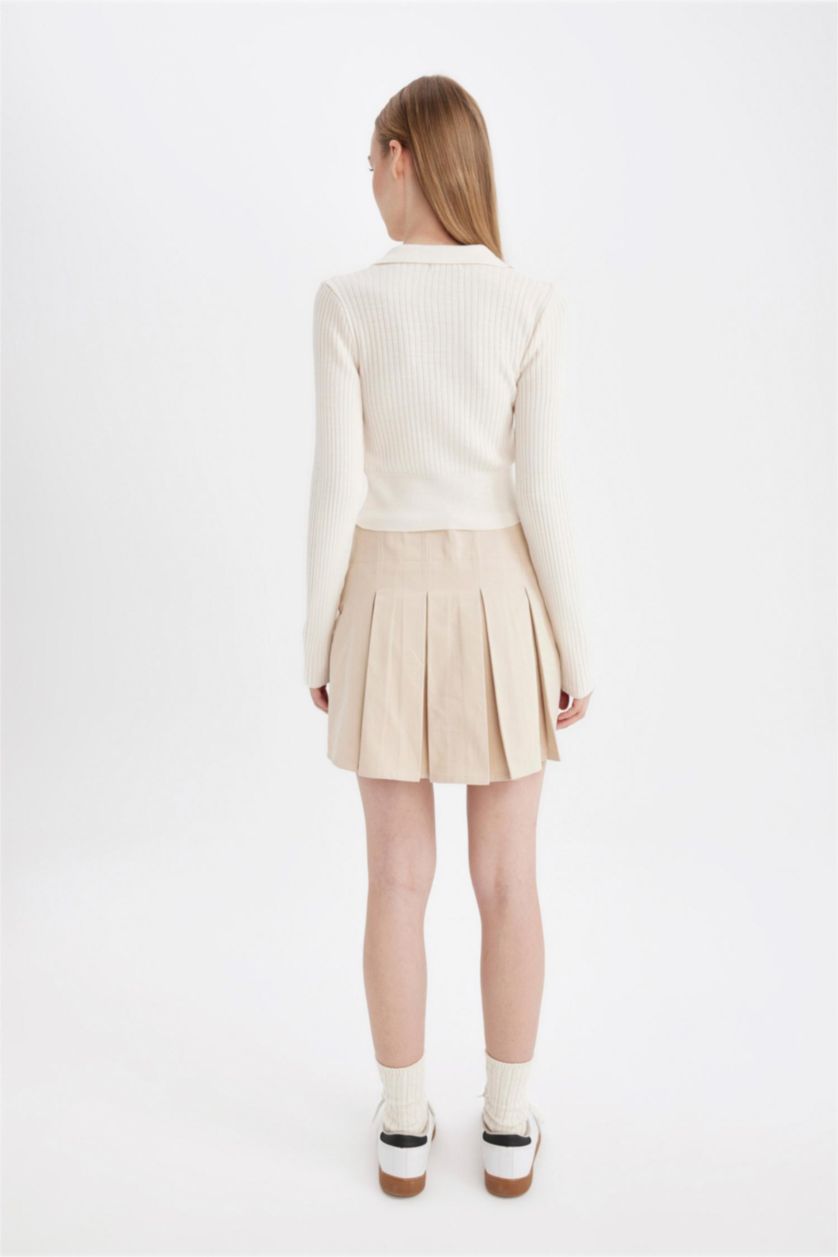 حريمي حجري فاتح جيبة قصيرة بليسيه جبردين بخصر عادي