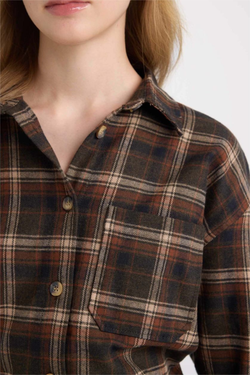 FEMME Marron Chemise Oversize en flanelle à manches longues