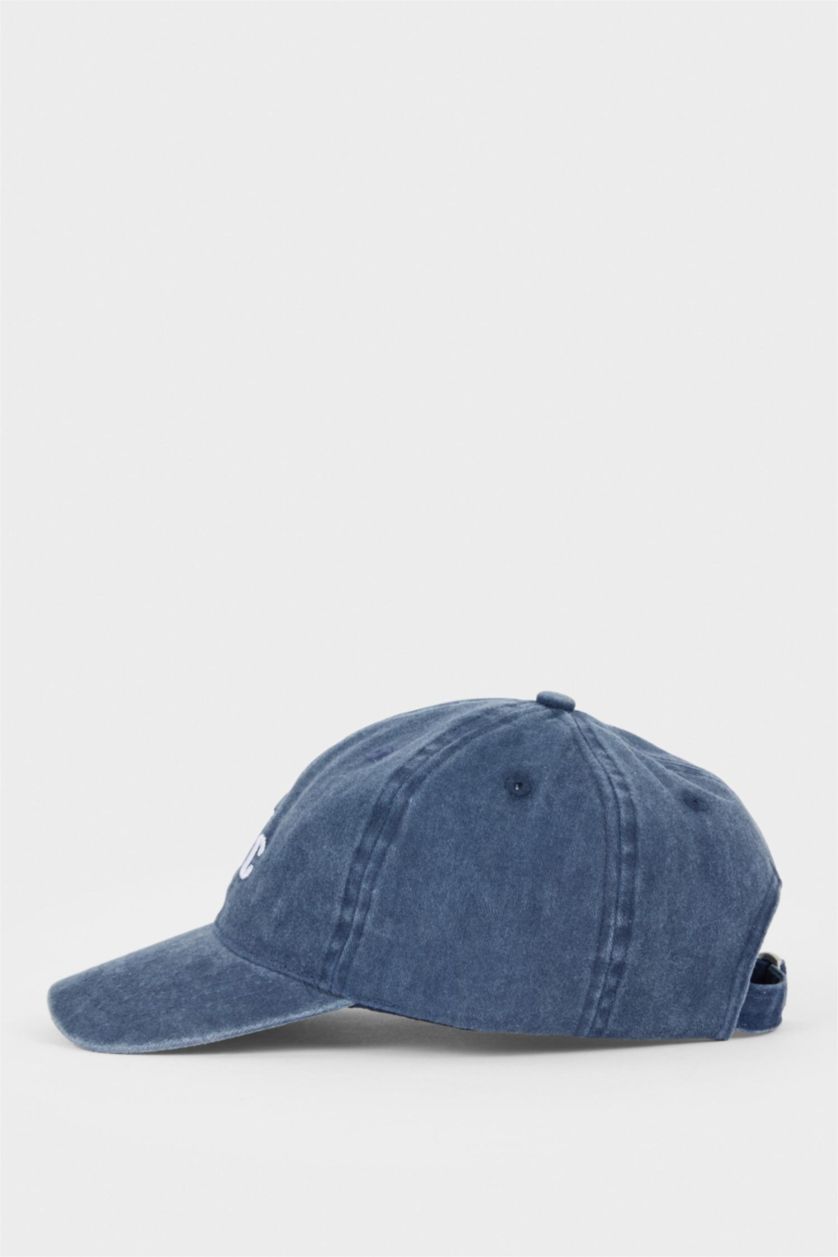 Erkek Çocuk - Genç Erkek Koyu İndigo Nakışlı Jean Cap Şapka Erkek Çocuk