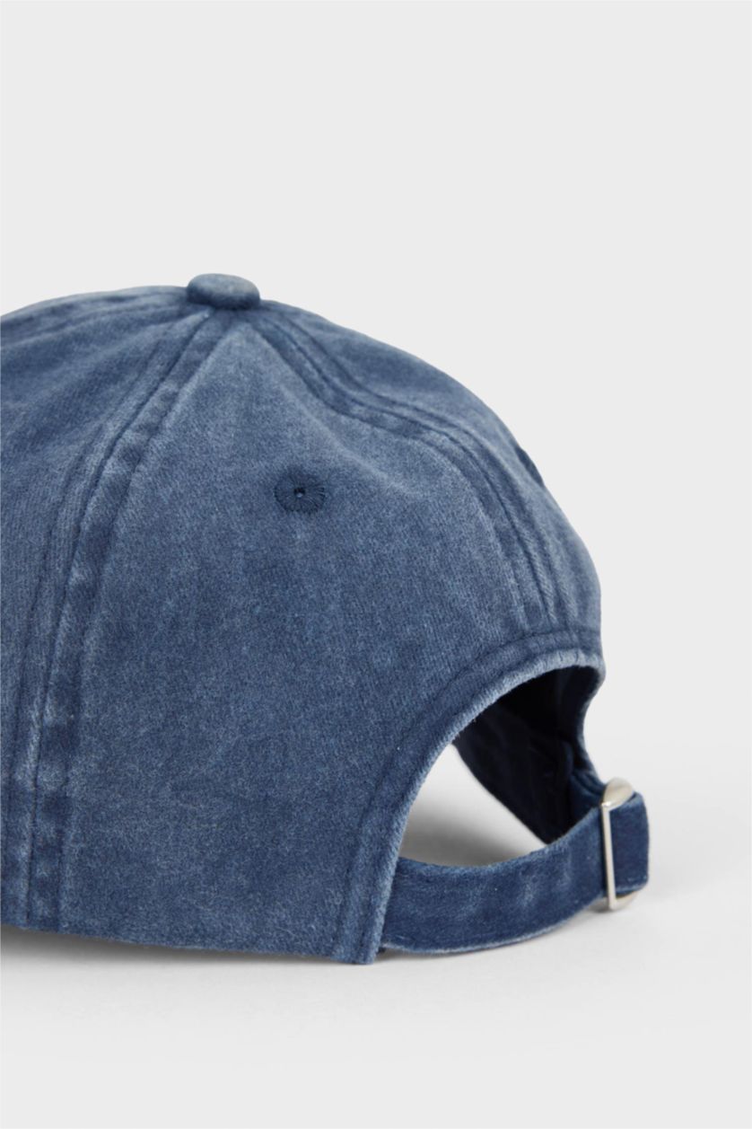 Erkek Çocuk - Genç Erkek Koyu İndigo Nakışlı Jean Cap Şapka Erkek Çocuk