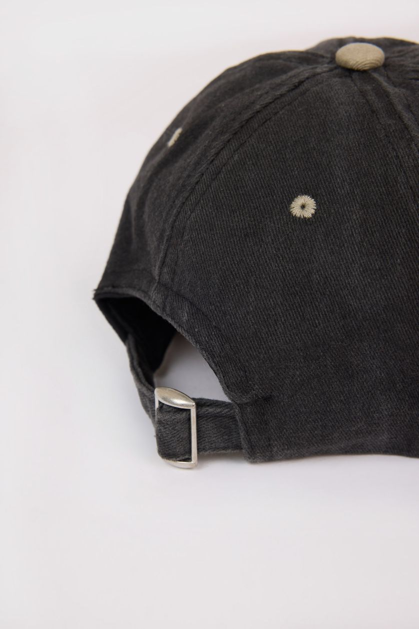 Erkek Çocuk - Genç Erkek Siyah Nakışlı Jean Cap Şapka Erkek Çocuk