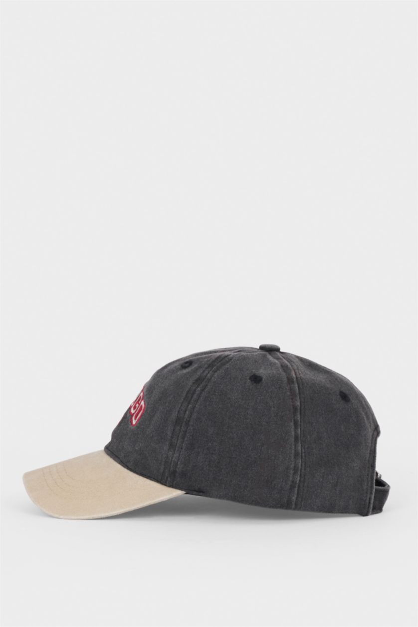 Erkek Çocuk - Genç Erkek Siyah Nakışlı Jean Cap Şapka Erkek Çocuk