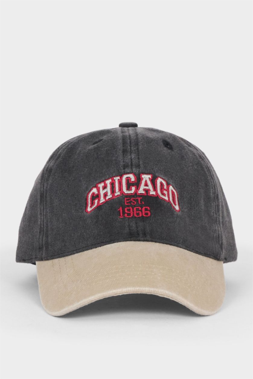 Erkek Çocuk - Genç Erkek Siyah Nakışlı Jean Cap Şapka Erkek Çocuk