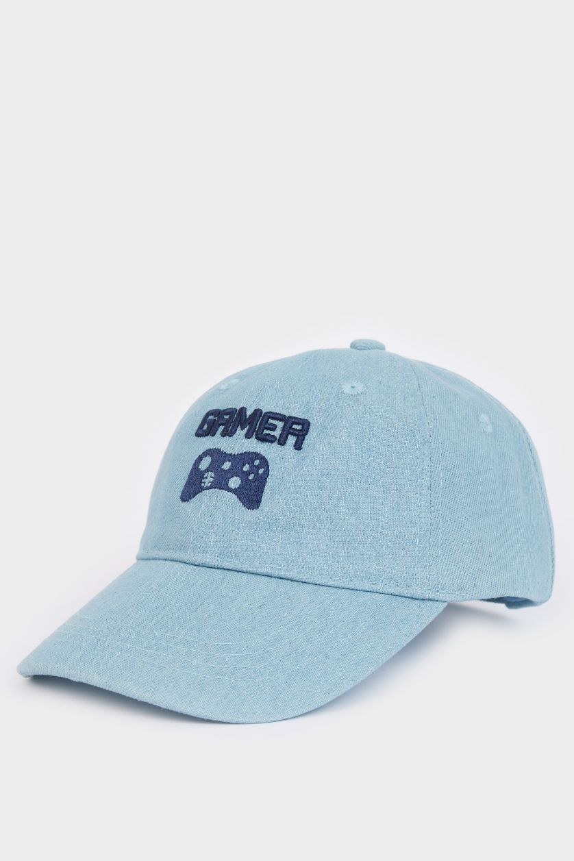 أولاد أزرق قبعة كاب جينز تطريز