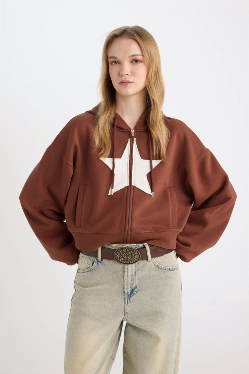 Әйелдерге Қоңыр Coool бос пішім бас киімді 3 иірілген жіп Кардиган