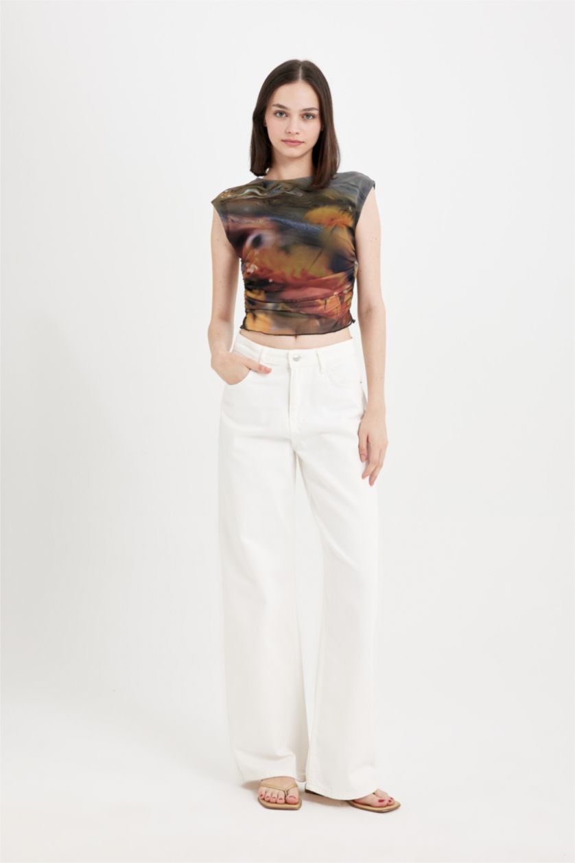 Женщины Желтый Футболка с круглым вырезом