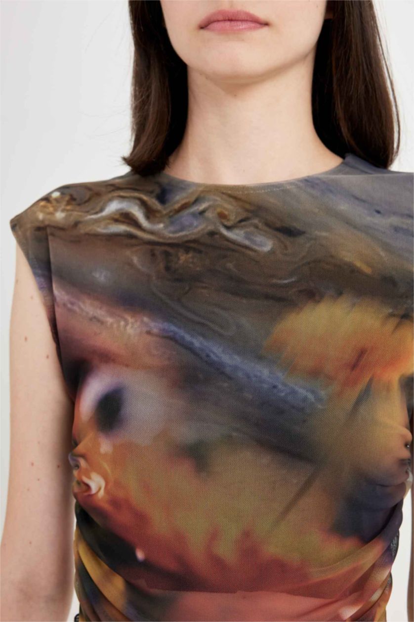 Женщины Желтый Футболка с круглым вырезом