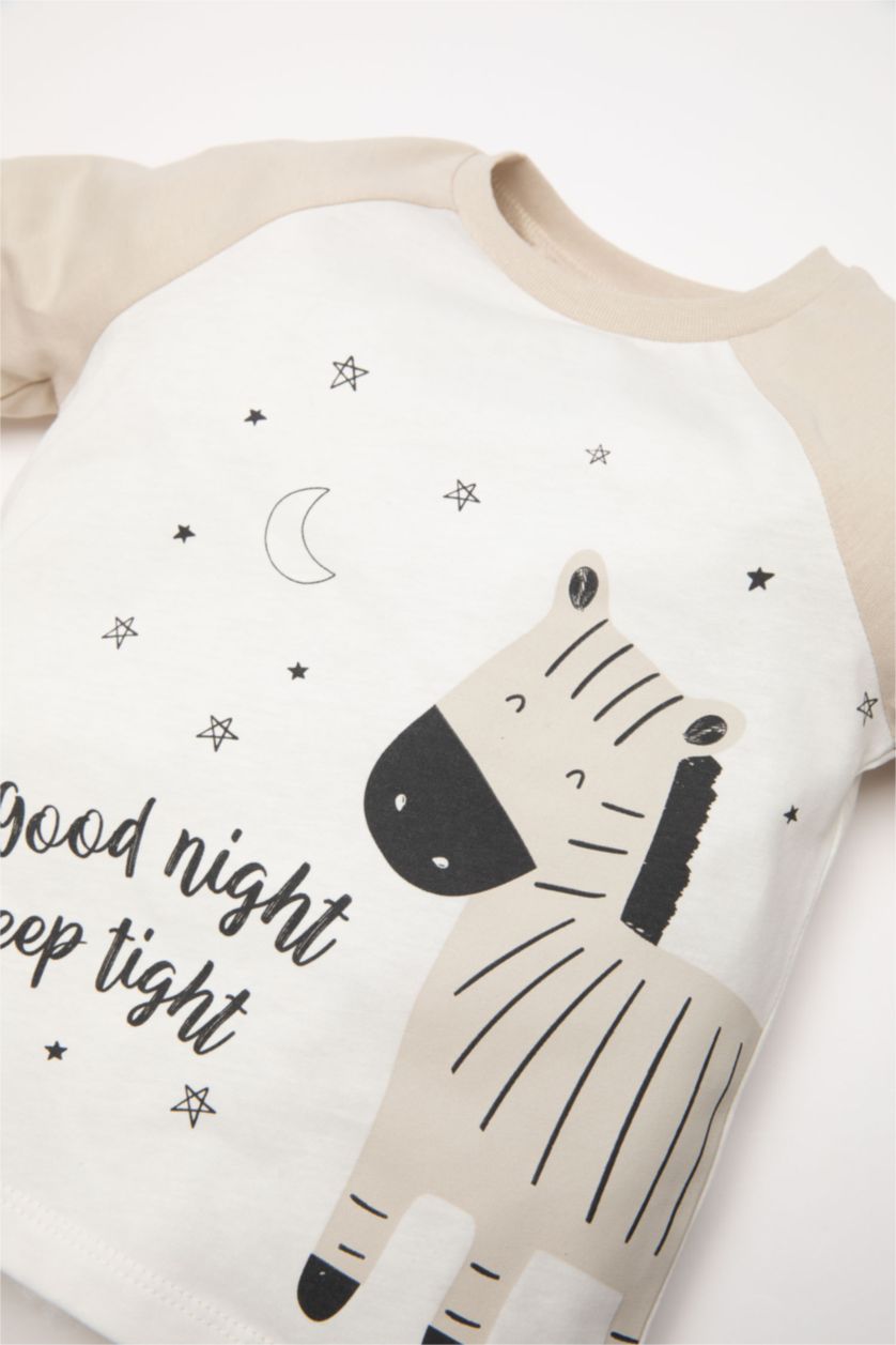 Малыши мальчики Бежевый Пижама с принтом с длинным рукавом для малышей мальчиков