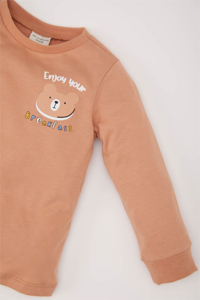 طفل صغير فيزوني طقم بيجاما بيبي اولادي ممشط قصة عادية - 4 قطع