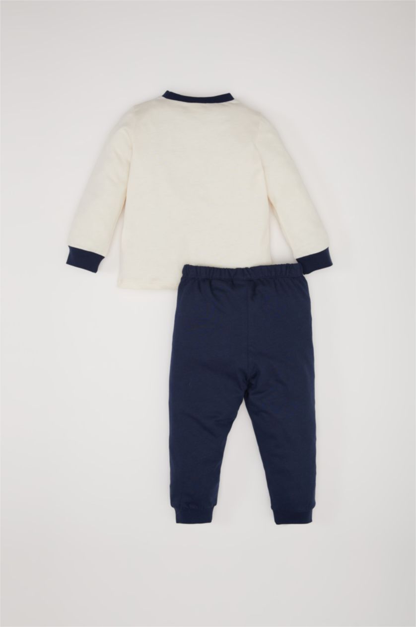 Erkek Bebek Lacivert Erkek Bebek Looney Tunes Pijama Takımı Penye Uzun Kollu Üst Beli Lastikli Uzun Alt