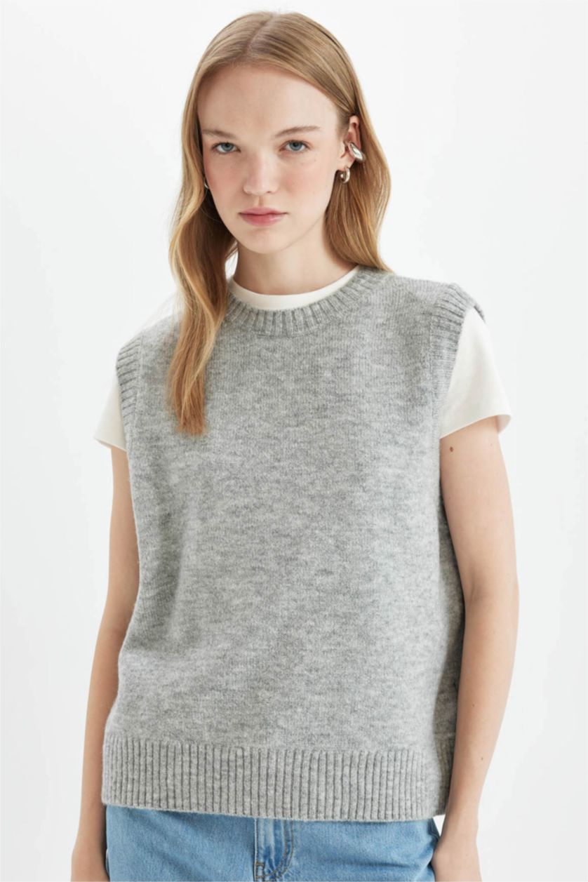 FEMME Gris Tricot Coupe Régulière