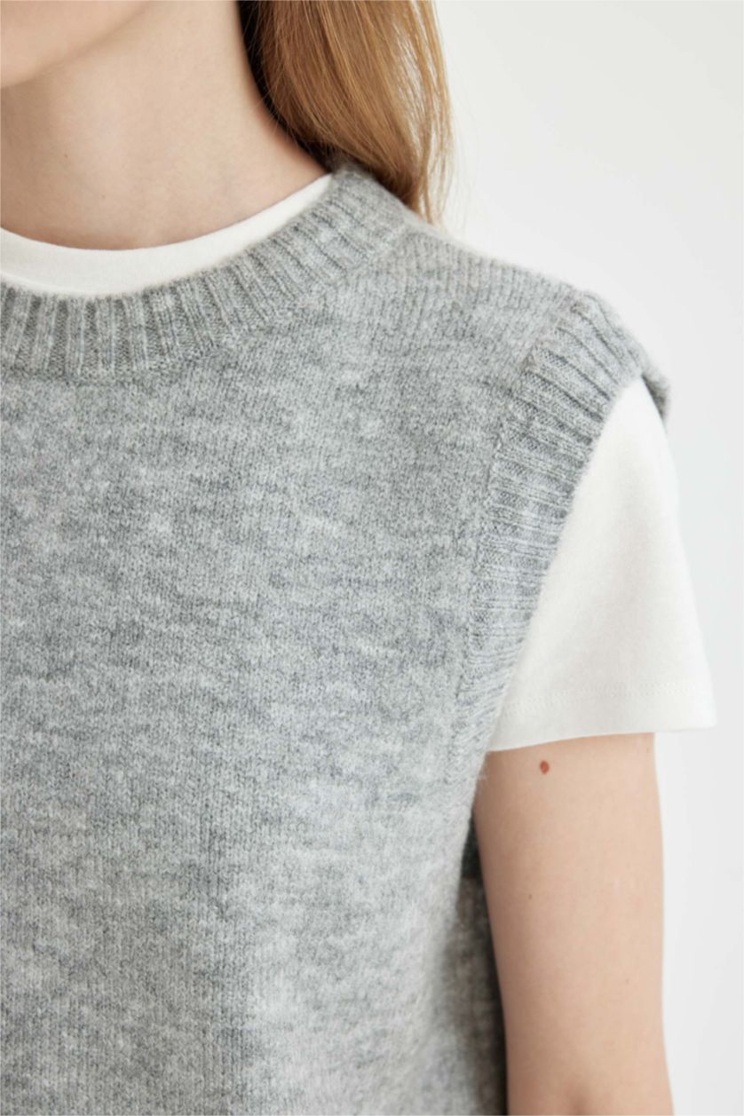 FEMME Gris Tricot Coupe Régulière