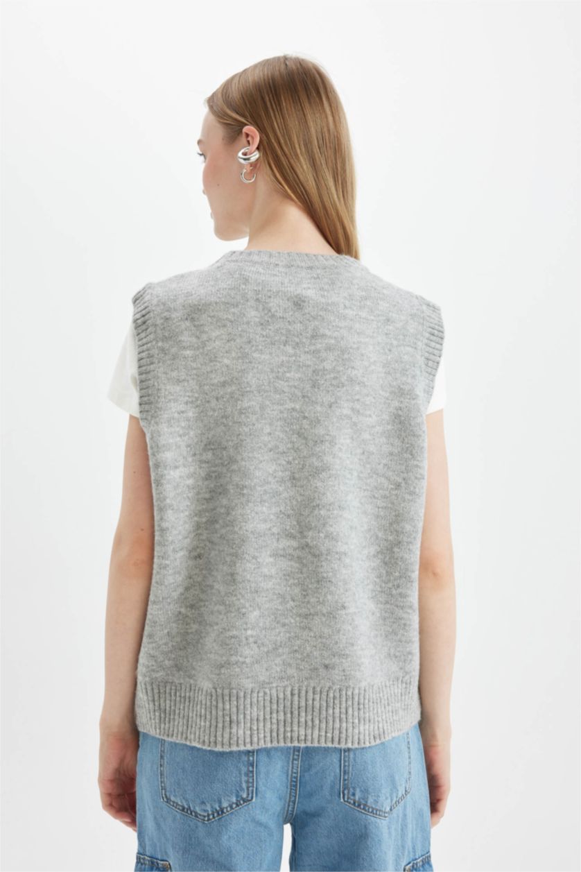 FEMME Gris Tricot Coupe Régulière