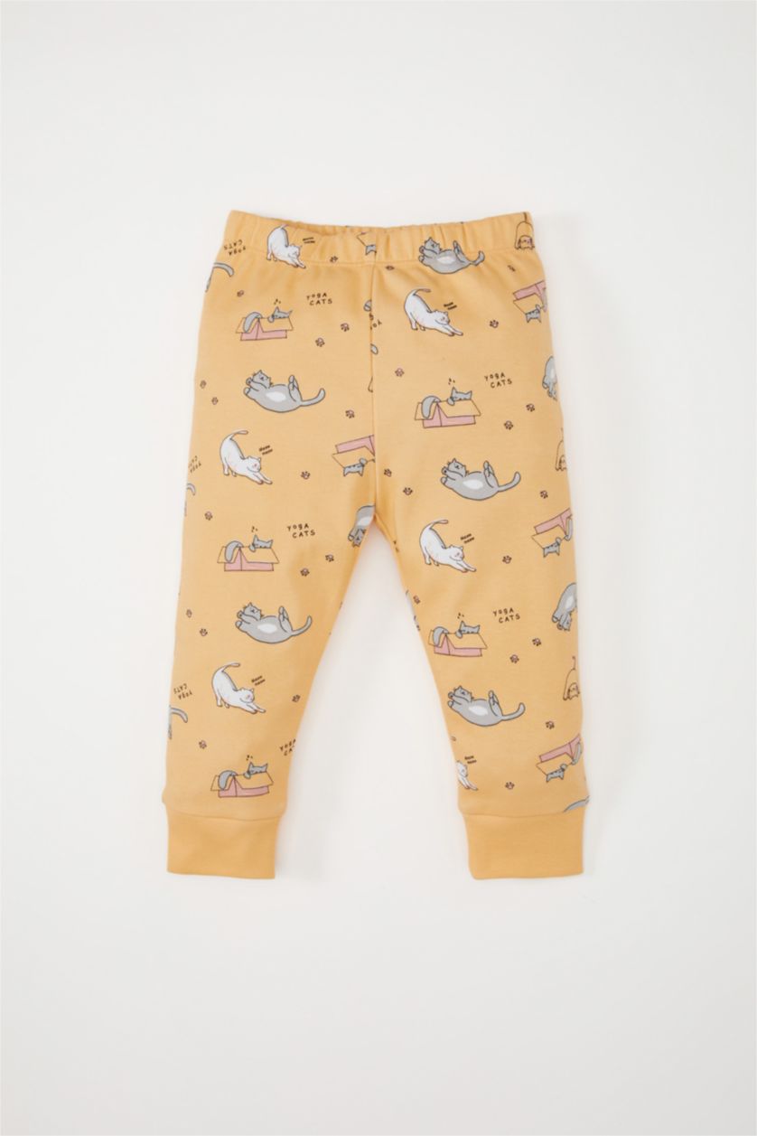 طفلة صغيرة سيموني طقم بيجاما بيبي بناتي قصة عادية وكم طويل - قطعتين