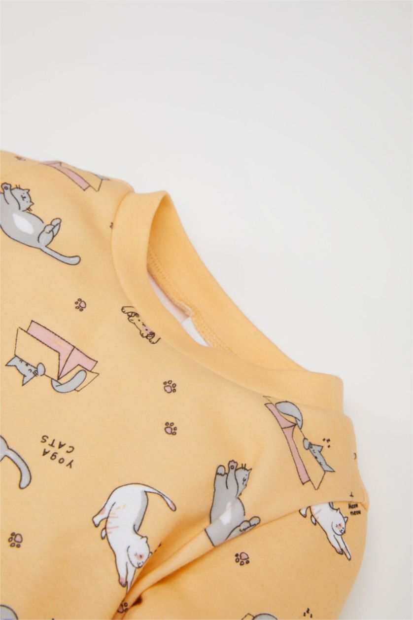 طفلة صغيرة سيموني طقم بيجاما بيبي بناتي قصة عادية وكم طويل - قطعتين