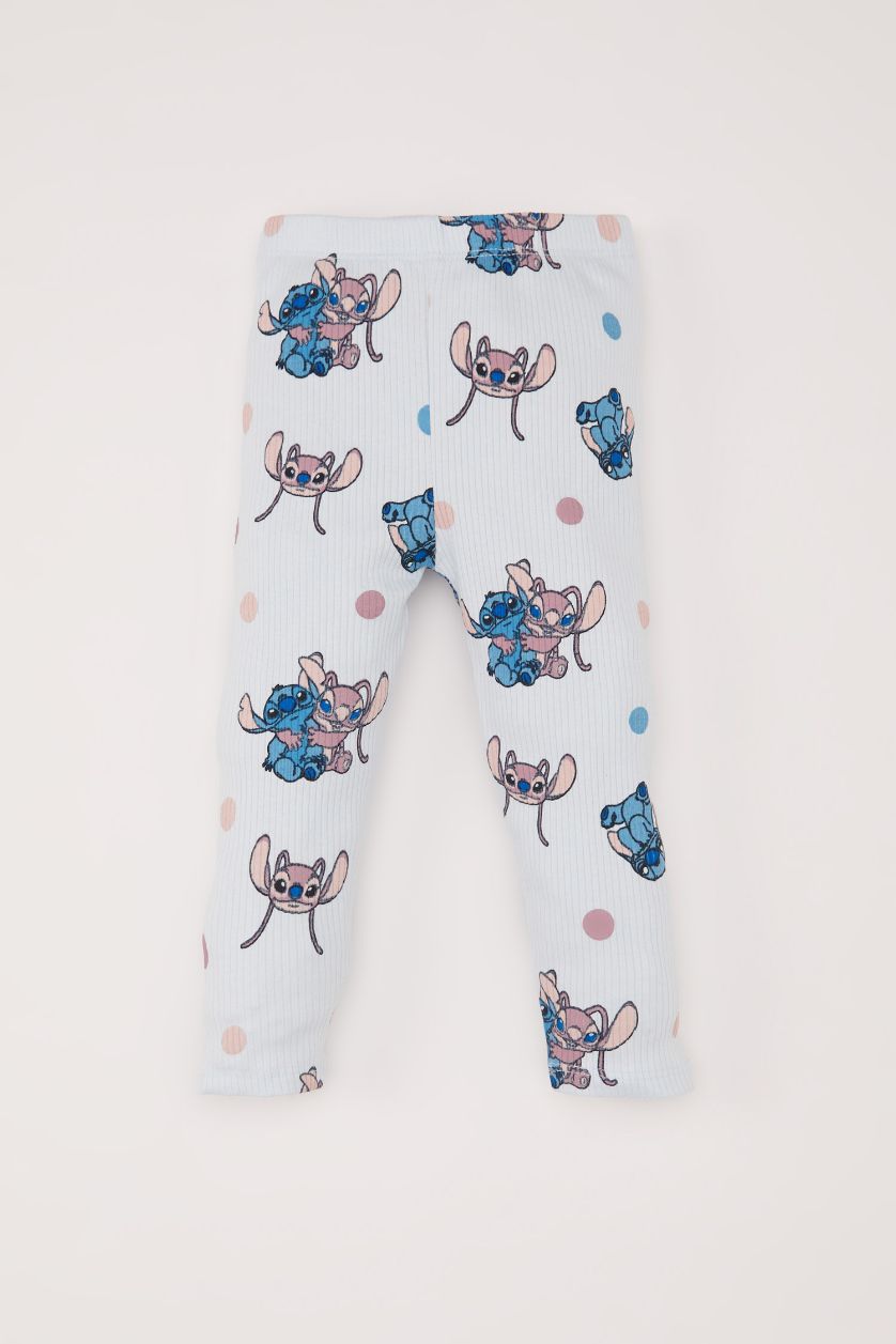 طفلة صغيرة أزرق فاتح طقم بيجاما بيبي بناتي مضلع قصة عادية من Lilo & Stitch - قطعتين