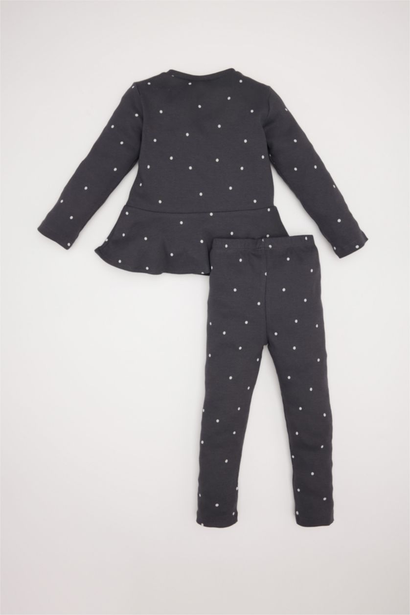 طفلة صغيرة أنثرا بيجاما منقط ريبانا برقبة مستديرة من قطعتين