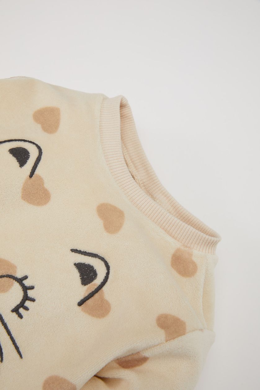 BÉBÉ FILLE Beige Pyjama de 2 pièces en tricot à Col Rond et coupe régulière