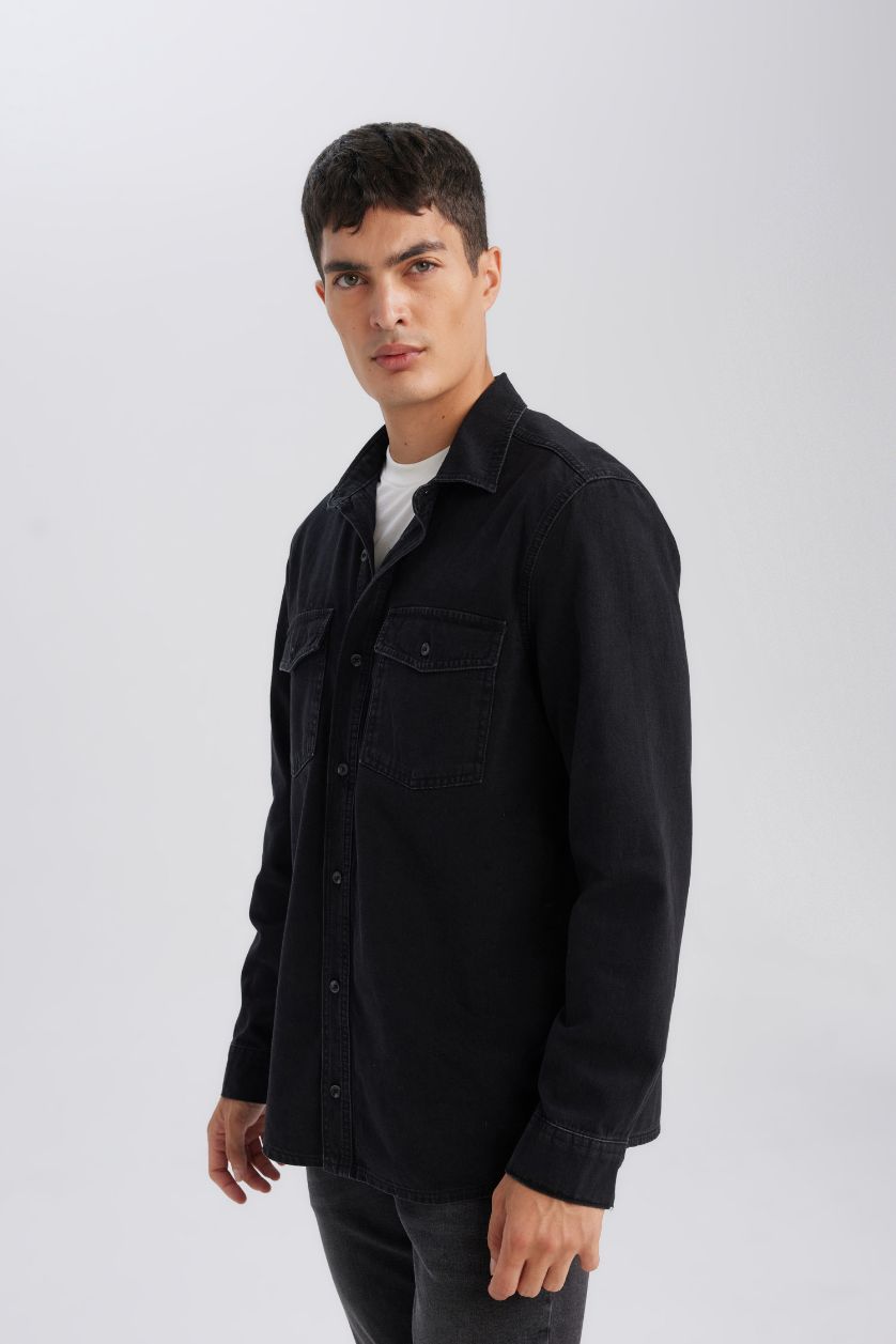 Ерлер қара қалыпты пішім Ұзын жеңді көйлек