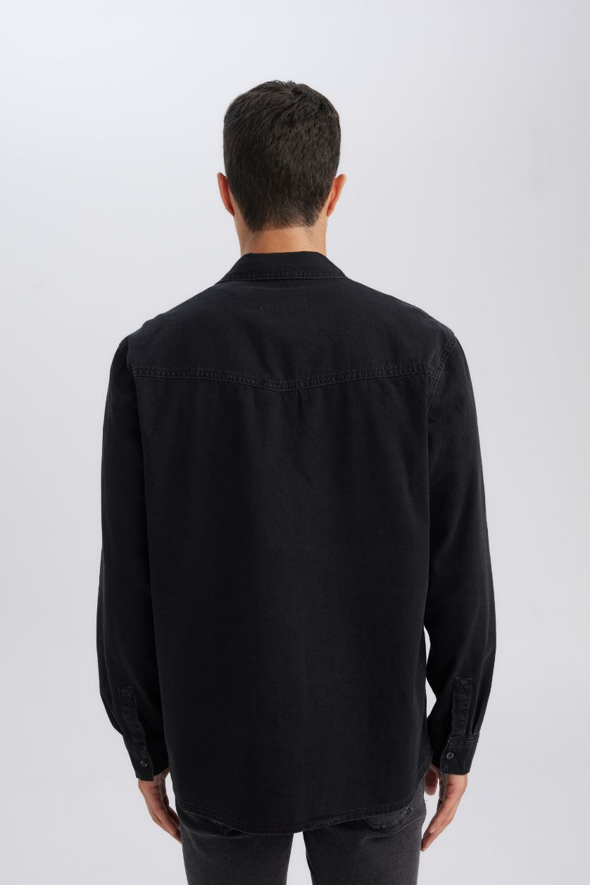 Ерлер қара қалыпты пішім Ұзын жеңді көйлек