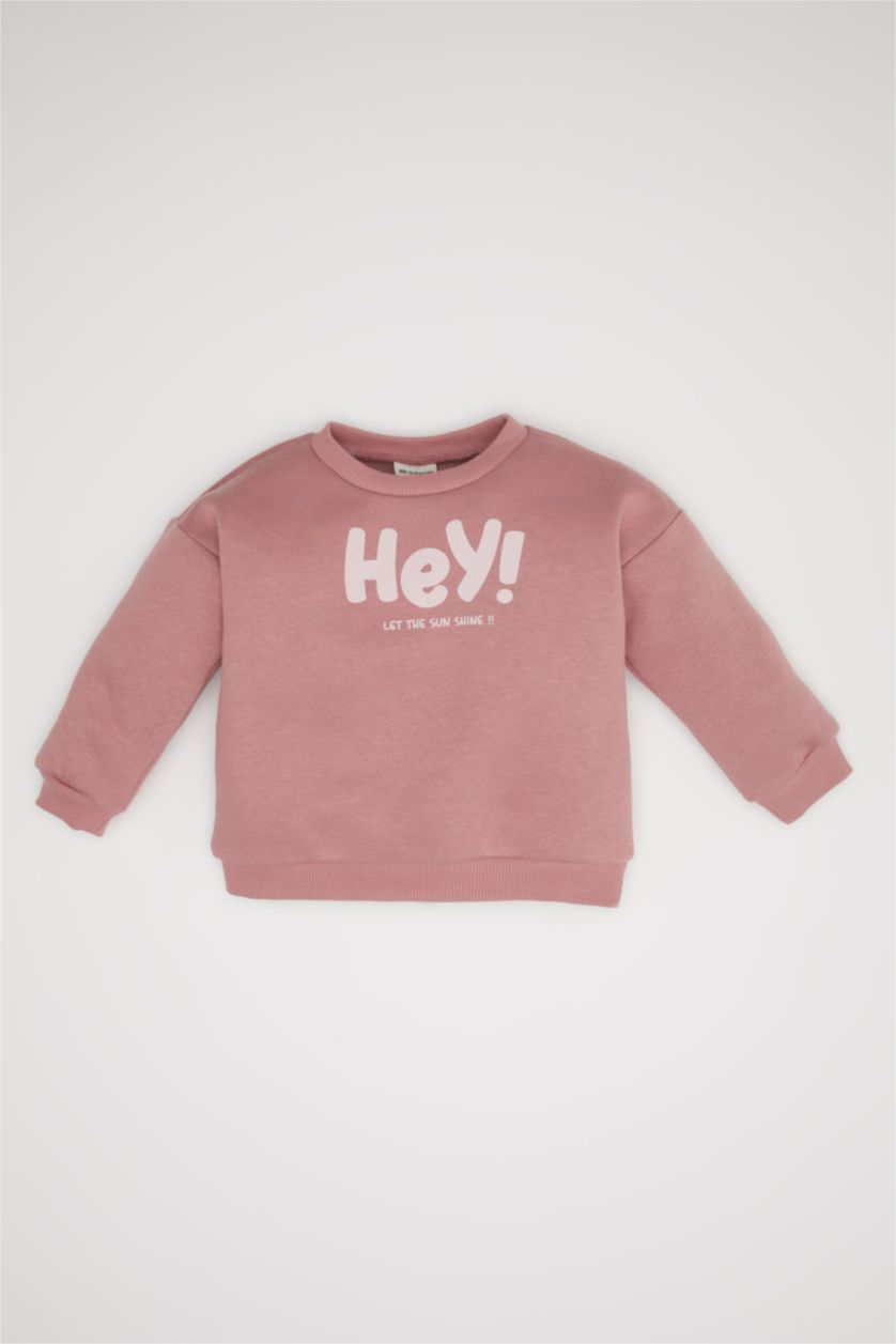 Kız Bebek Gülkurusu Kız Bebek Baskılı Sweatshirt