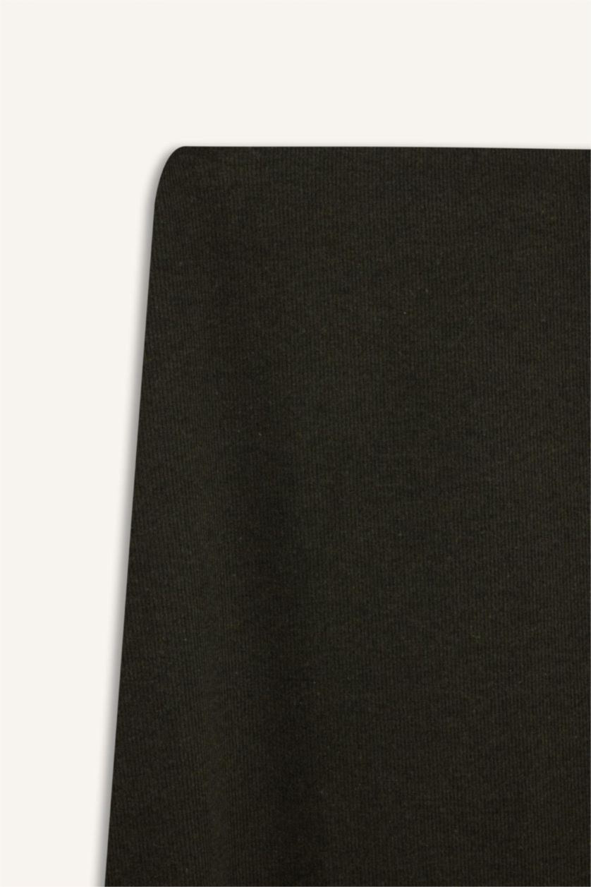 Kadın Koyu Haki A Kesim Beli Lastikli Basıc Normal Bel Maxi Etek