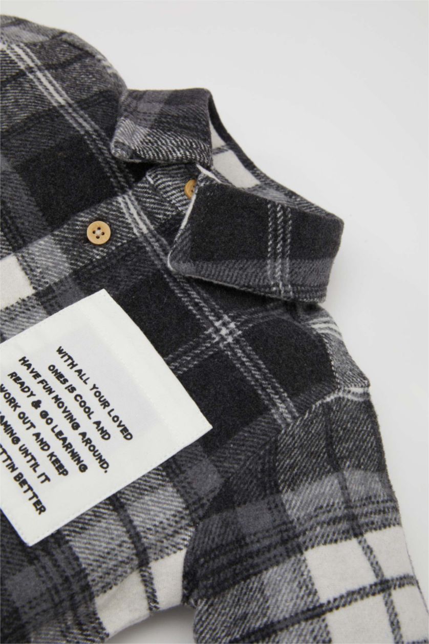 Erkek Bebek Siyah Erkek Bebek 2'li Takım Kareli Oduncu Uzun Kollu Gömlek Beli Lastikli Pantolon