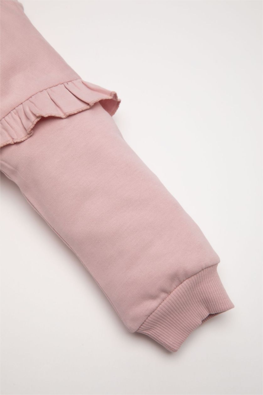 Kız Bebek Lila Kız Bebek 2'li Takım Çiçekli Sweatshirt Tayt 