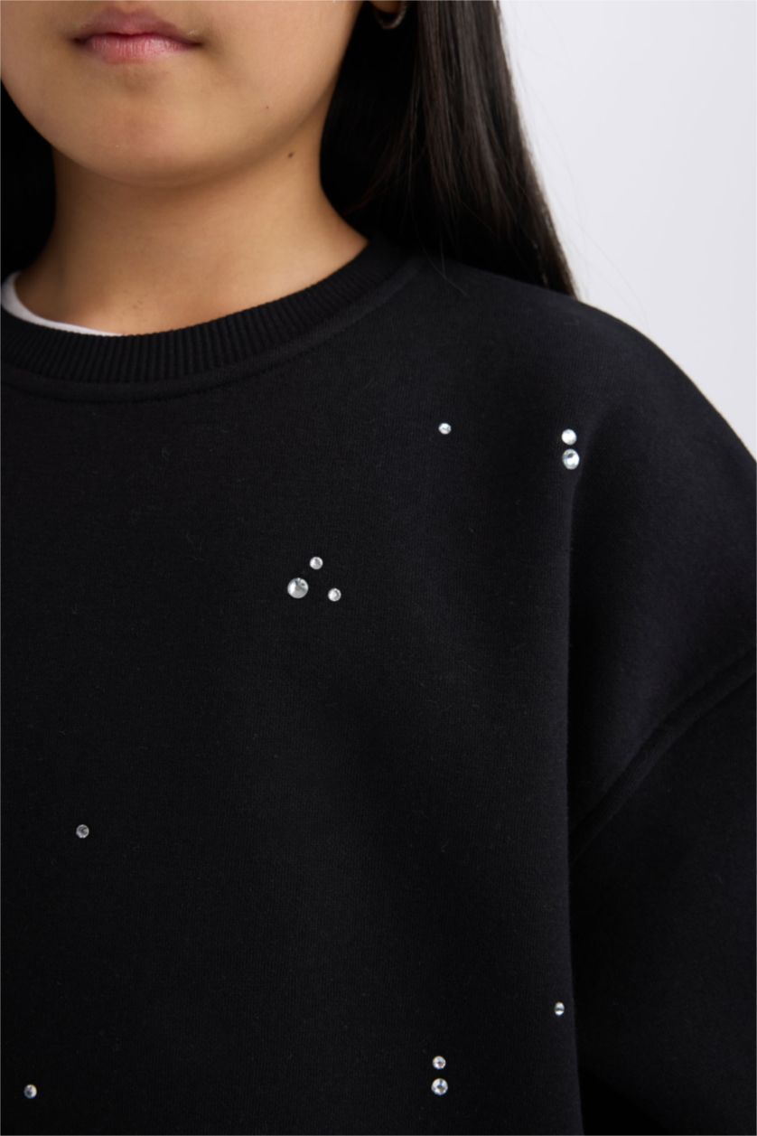 GIRLS & TEENS Black Girl Christmas Themed Oversize Stoned Soft Furry Inside Sweatshirt