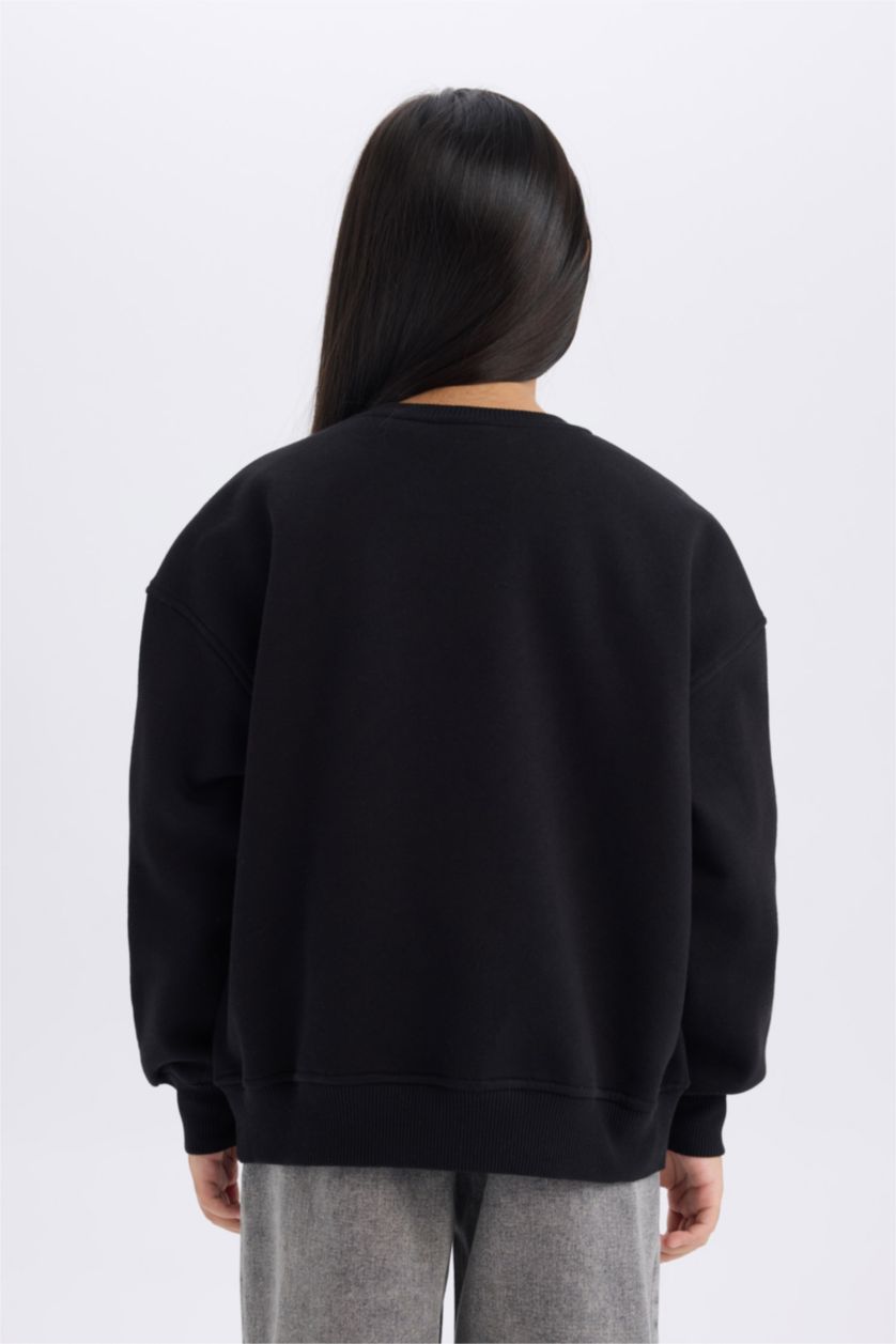 GIRLS & TEENS Black Girl Christmas Themed Oversize Stoned Soft Furry Inside Sweatshirt