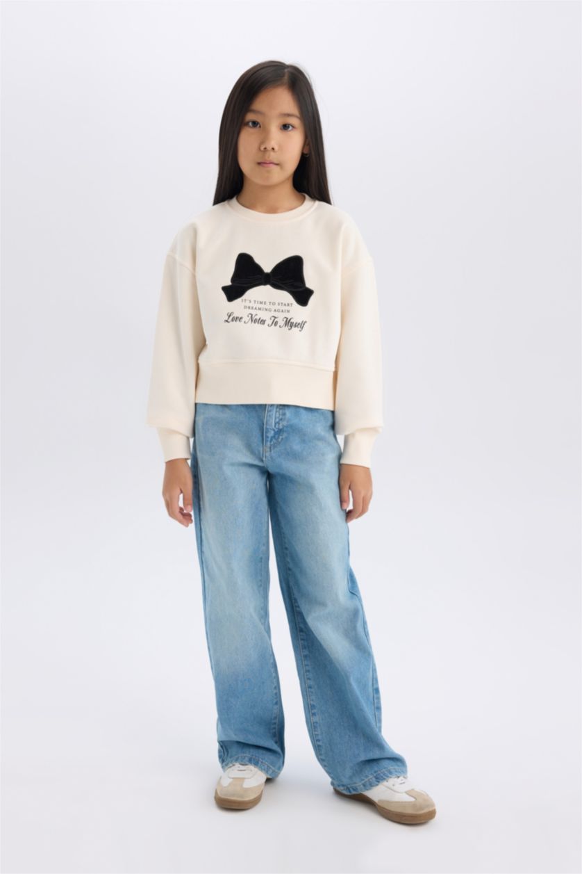 FILLES Écru Sweatshirt de Noël pour fille imprimé Coupe relax