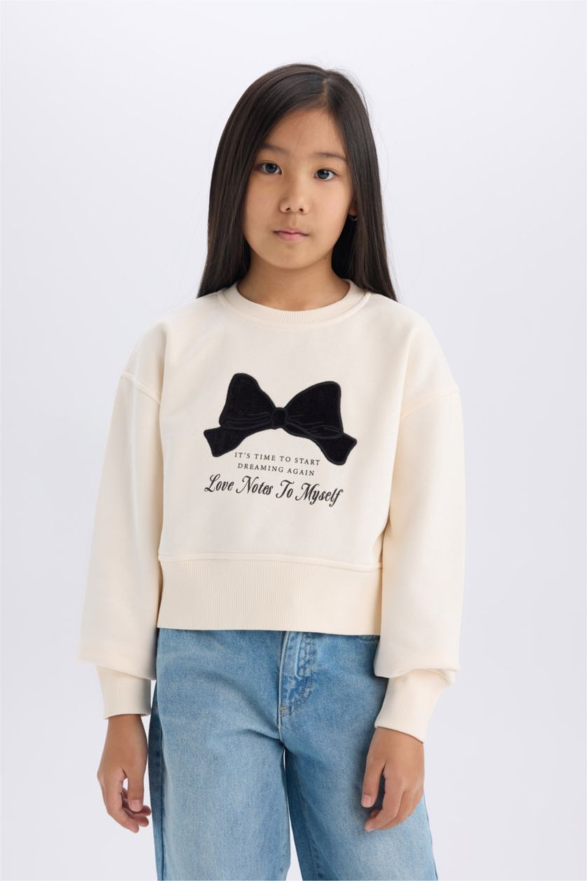 FILLES Écru Sweatshirt de Noël pour fille imprimé Coupe relax