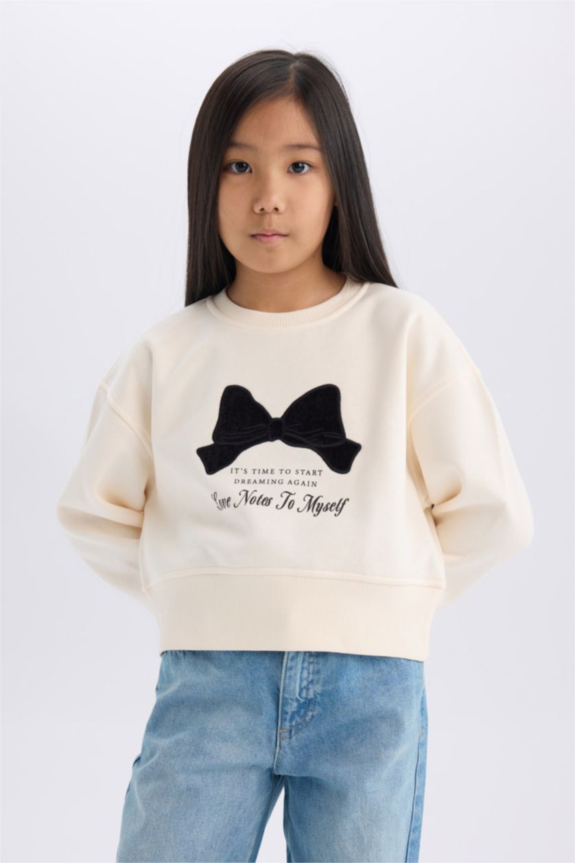 FILLES Écru Sweatshirt de Noël pour fille imprimé Coupe relax